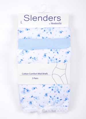 Slenders By Slenderella 3 Pair Pack Cotton Comfort Midi Briefs